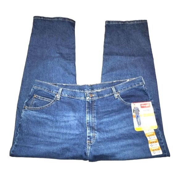 Wrangler NWT Five Star Flex Medium Dark Wash Relaxed Fit Men's Jeans Size 42X30 - Picture 3 of 8